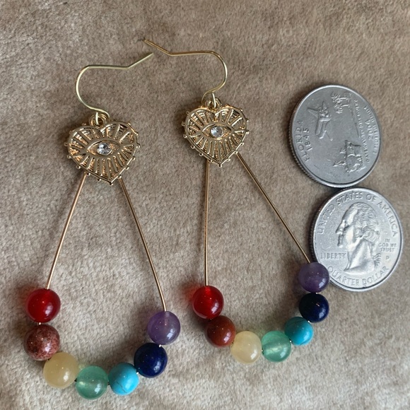 ✨NWT✨ 7 Chakra Rainbow Evil Eye Protection Earrings✨ ✨Hand Crafted… - Picture 6 of 6